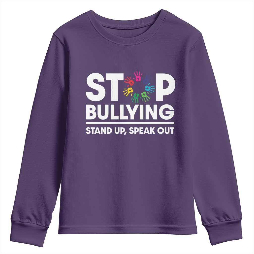 Unity Day Youth Sweatshirt Stop Bullying Stand Up Speak Out Hand Prints Bullying Prevention