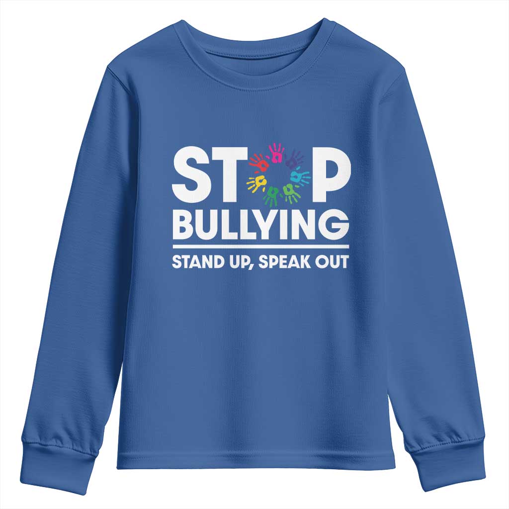 Unity Day Youth Sweatshirt Stop Bullying Stand Up Speak Out Hand Prints Bullying Prevention