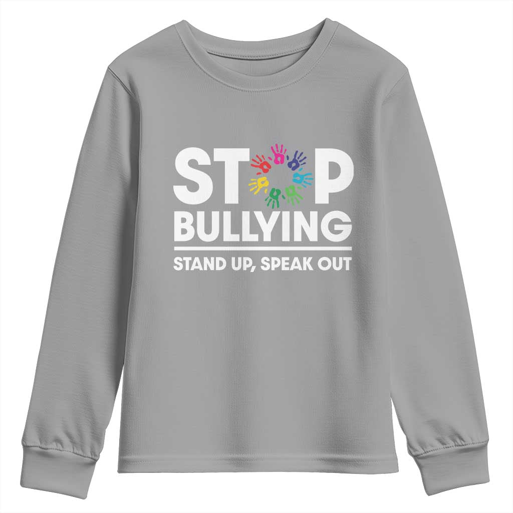 Unity Day Youth Sweatshirt Stop Bullying Stand Up Speak Out Hand Prints Bullying Prevention