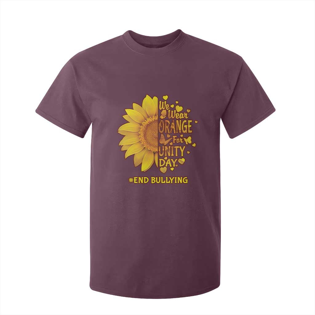 Bullying Prevention T Shirt For Kid We Wear Orange For Unity Day End Bullying Sunflower