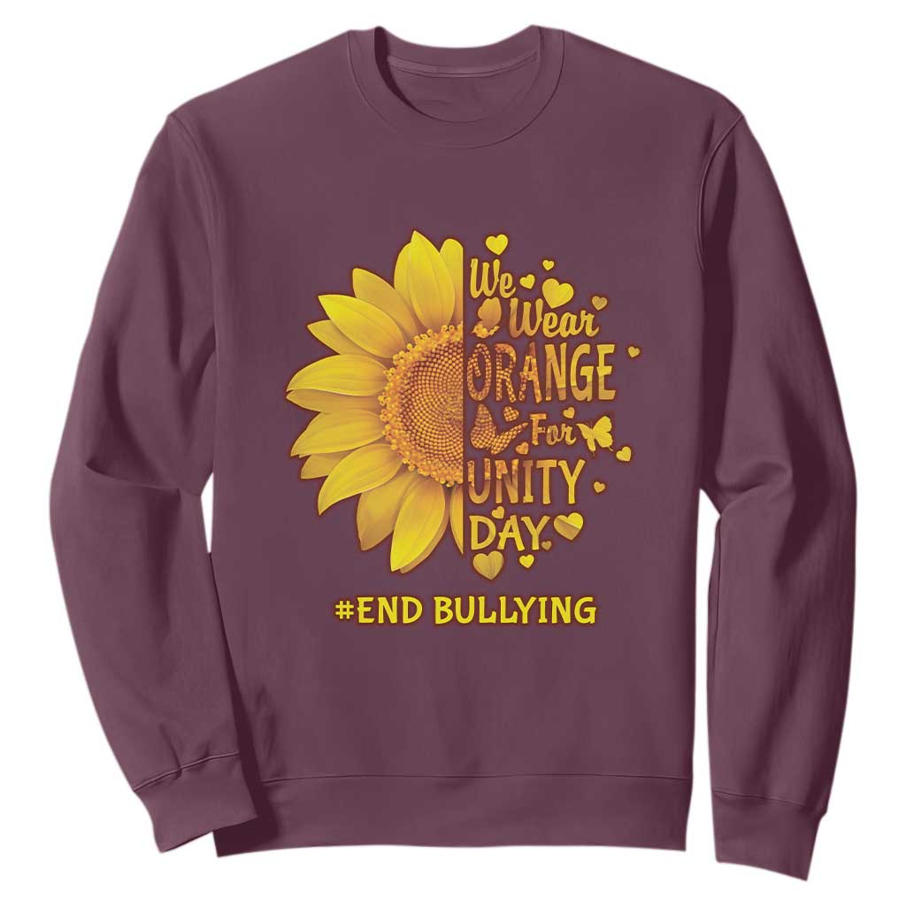 Bullying Prevention Sweatshirt We Wear Orange For Unity Day End Bullying Sunflower