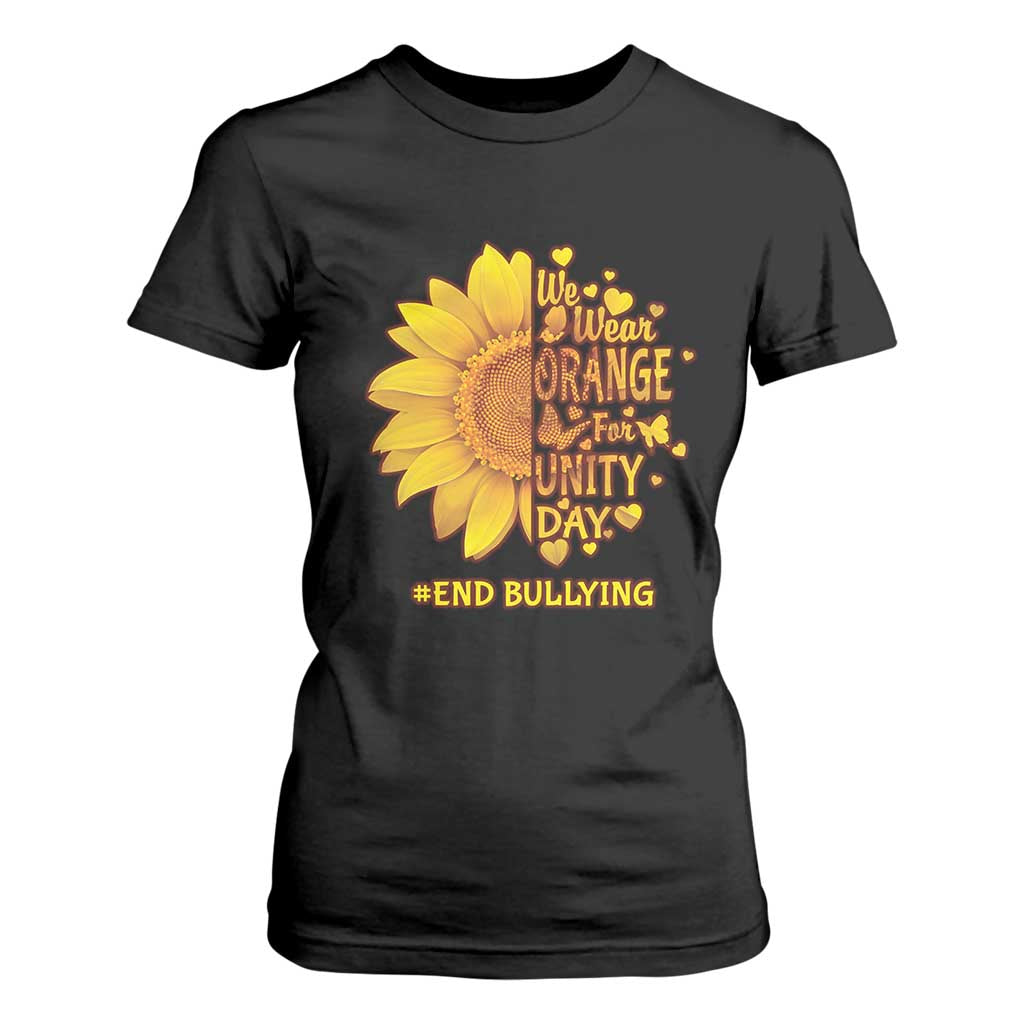 Bullying Prevention T Shirt For Women We Wear Orange For Unity Day End Bullying Sunflower