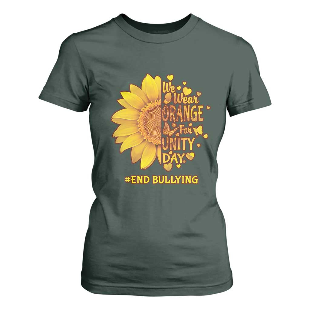Bullying Prevention T Shirt For Women We Wear Orange For Unity Day End Bullying Sunflower