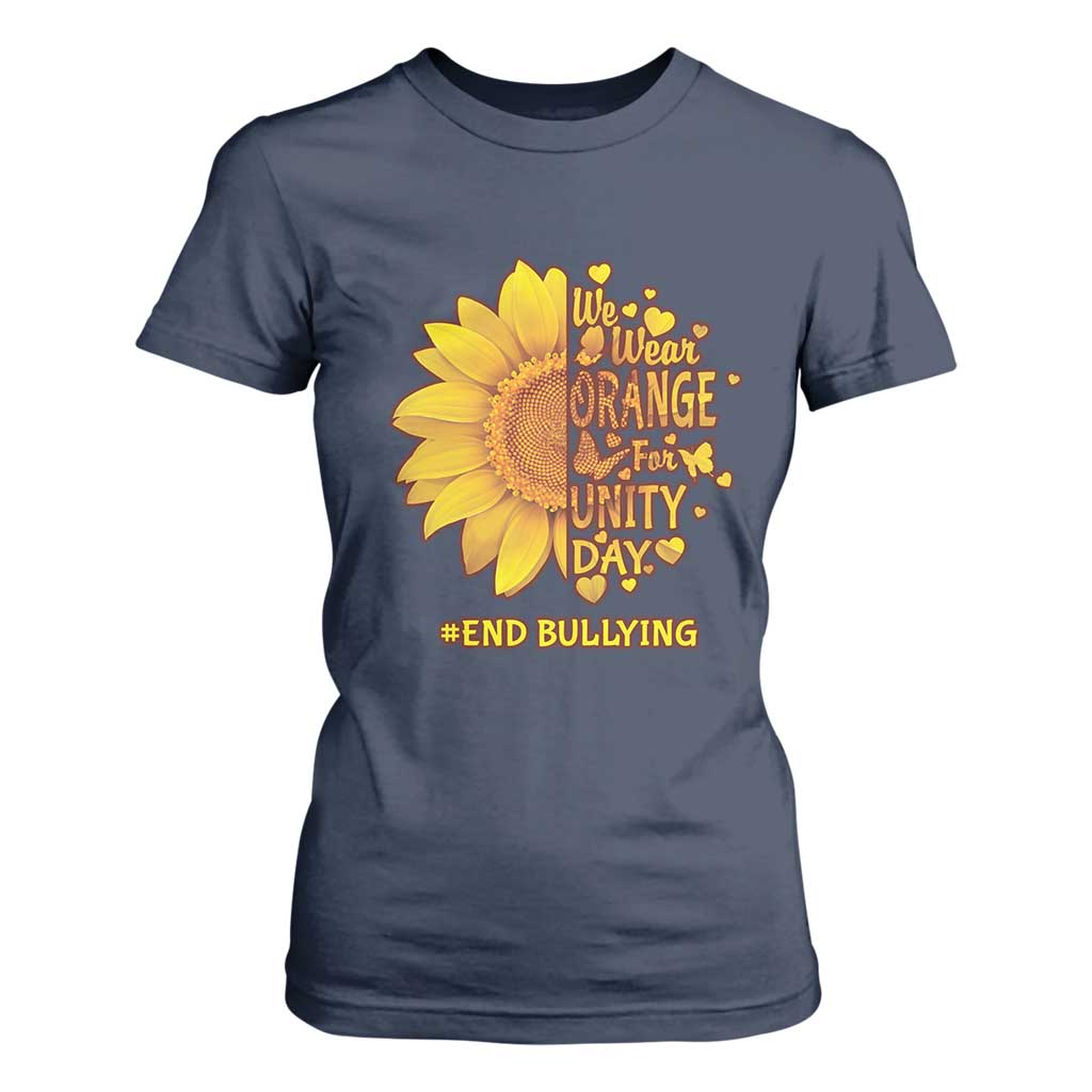 Bullying Prevention T Shirt For Women We Wear Orange For Unity Day End Bullying Sunflower