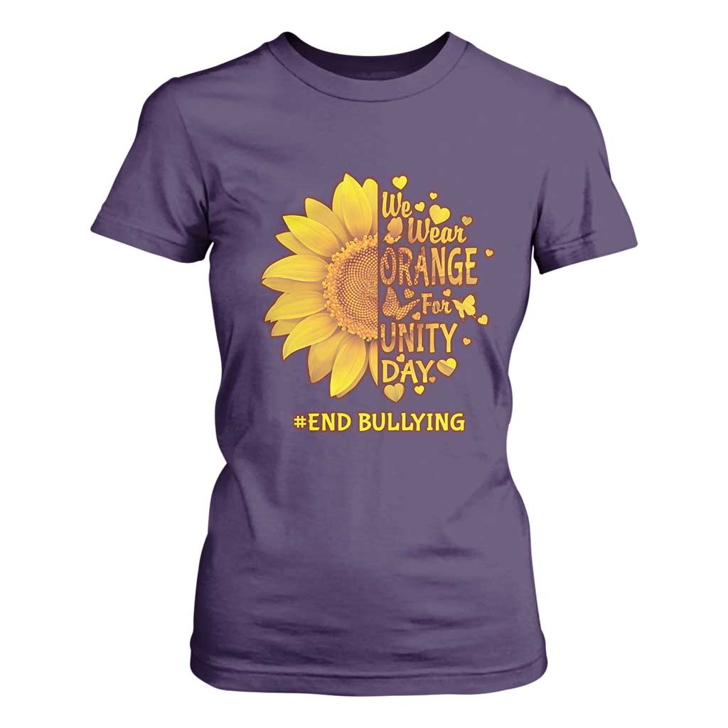 Bullying Prevention T Shirt For Women We Wear Orange For Unity Day End Bullying Sunflower