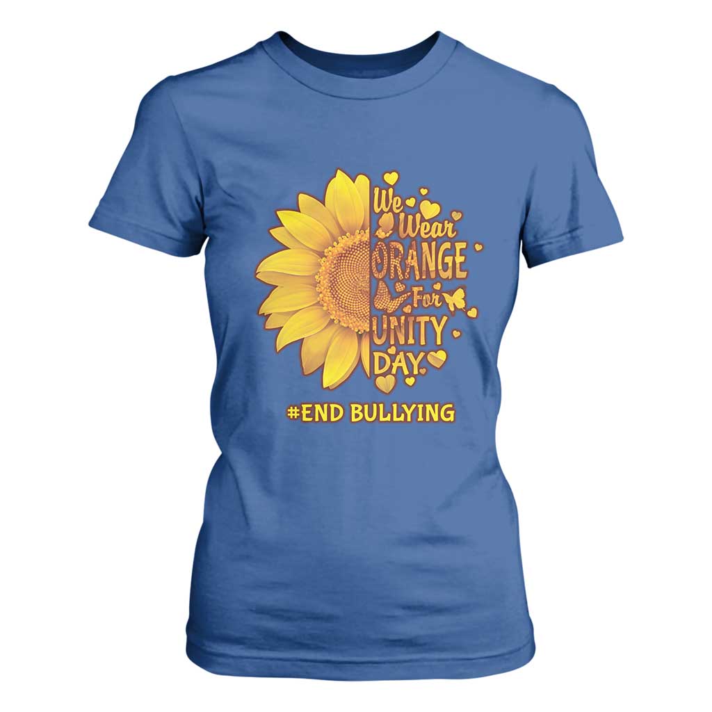 Bullying Prevention T Shirt For Women We Wear Orange For Unity Day End Bullying Sunflower