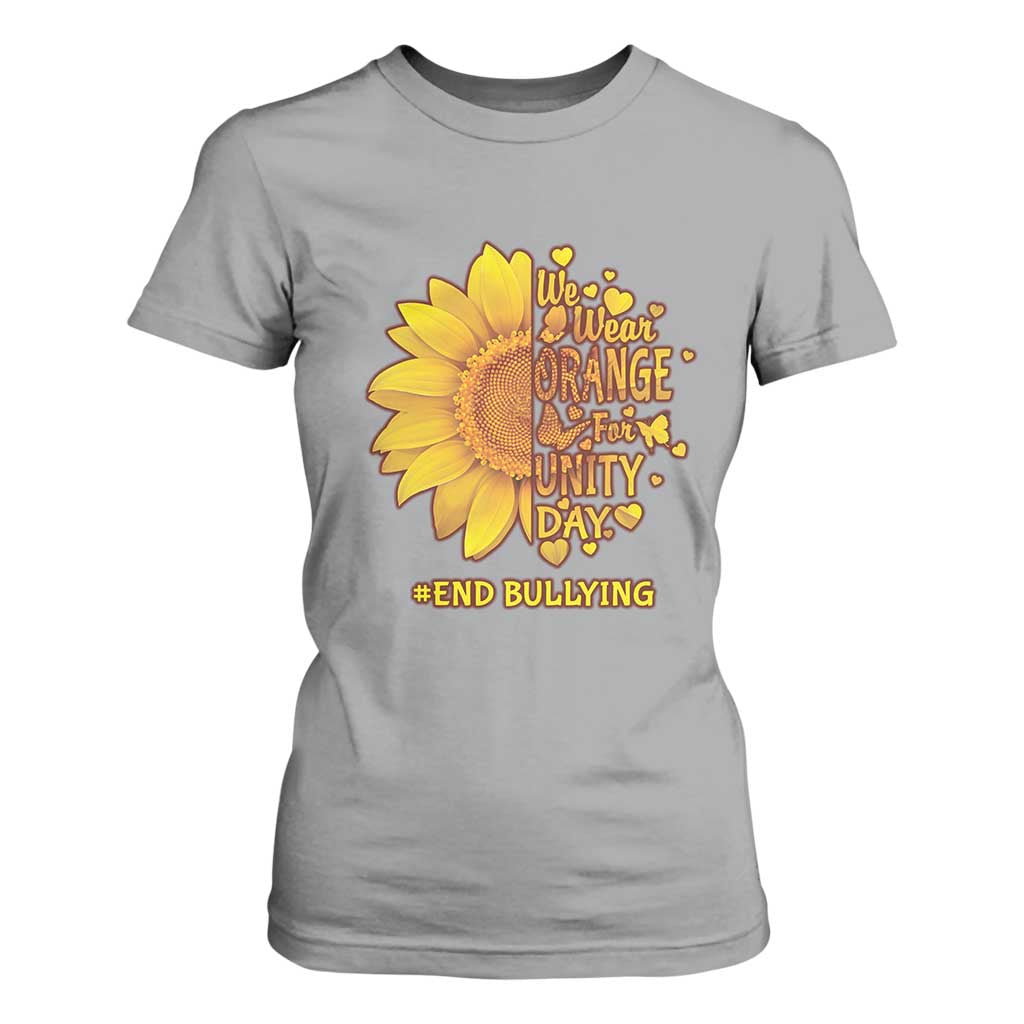 Bullying Prevention T Shirt For Women We Wear Orange For Unity Day End Bullying Sunflower