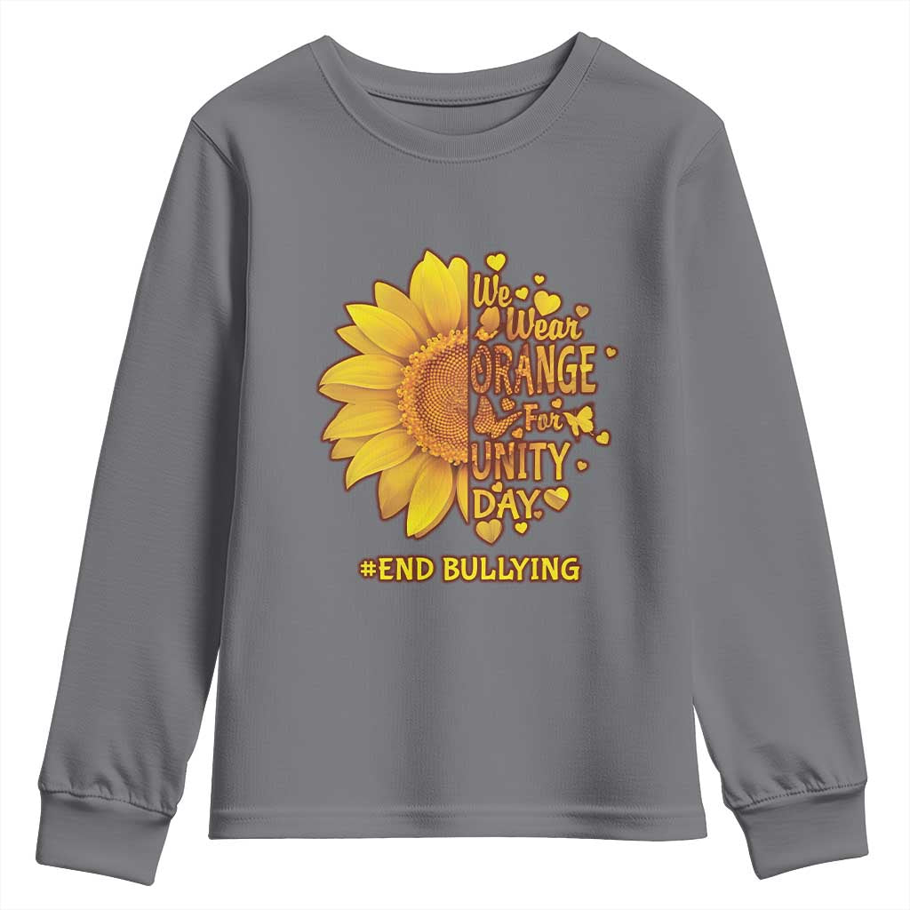 Bullying Prevention Youth Sweatshirt We Wear Orange For Unity Day End Bullying Sunflower