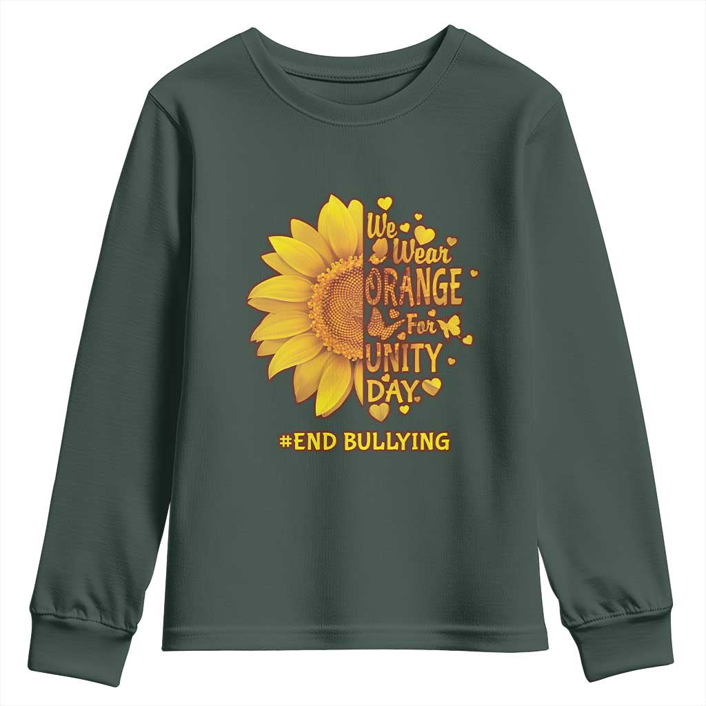 Bullying Prevention Youth Sweatshirt We Wear Orange For Unity Day End Bullying Sunflower