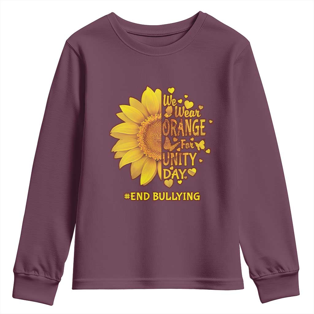 Bullying Prevention Youth Sweatshirt We Wear Orange For Unity Day End Bullying Sunflower
