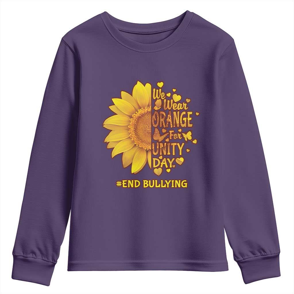 Bullying Prevention Youth Sweatshirt We Wear Orange For Unity Day End Bullying Sunflower
