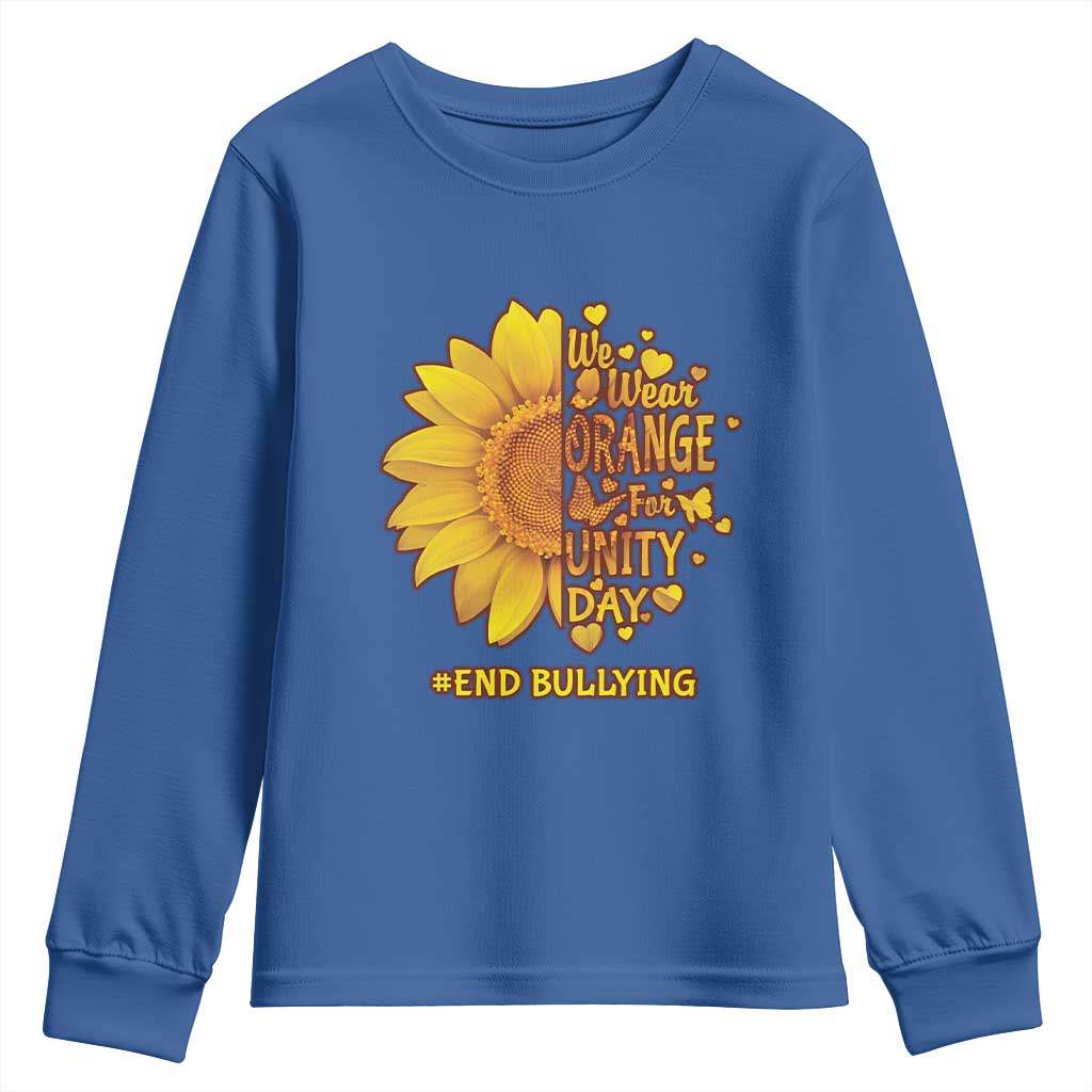 Bullying Prevention Youth Sweatshirt We Wear Orange For Unity Day End Bullying Sunflower