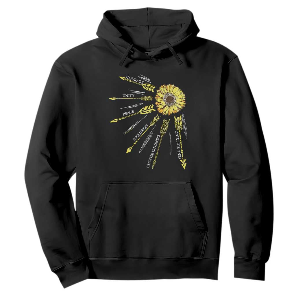Bullying Prevention Hoodie Courage Unity Peace Inclusion Choose Kindness Sunflower