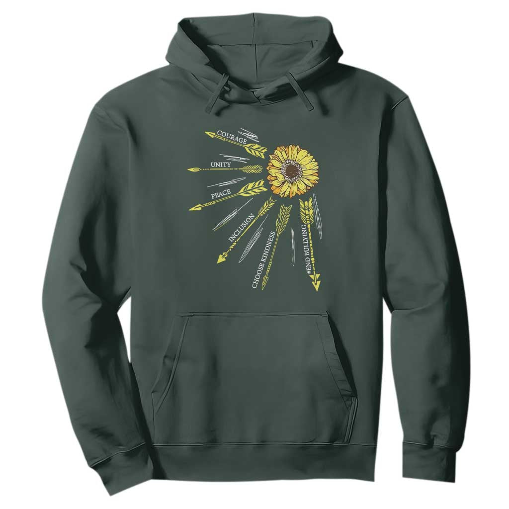 Bullying Prevention Hoodie Courage Unity Peace Inclusion Choose Kindness Sunflower
