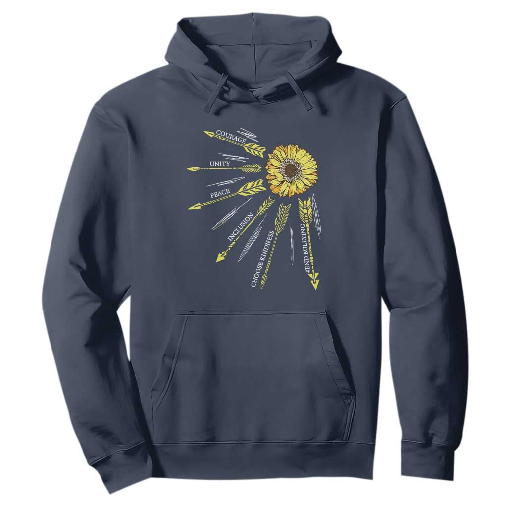 Bullying Prevention Hoodie Courage Unity Peace Inclusion Choose Kindness Sunflower