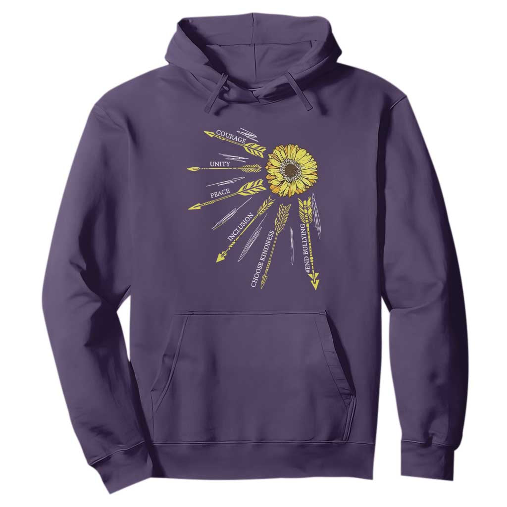 Bullying Prevention Hoodie Courage Unity Peace Inclusion Choose Kindness Sunflower