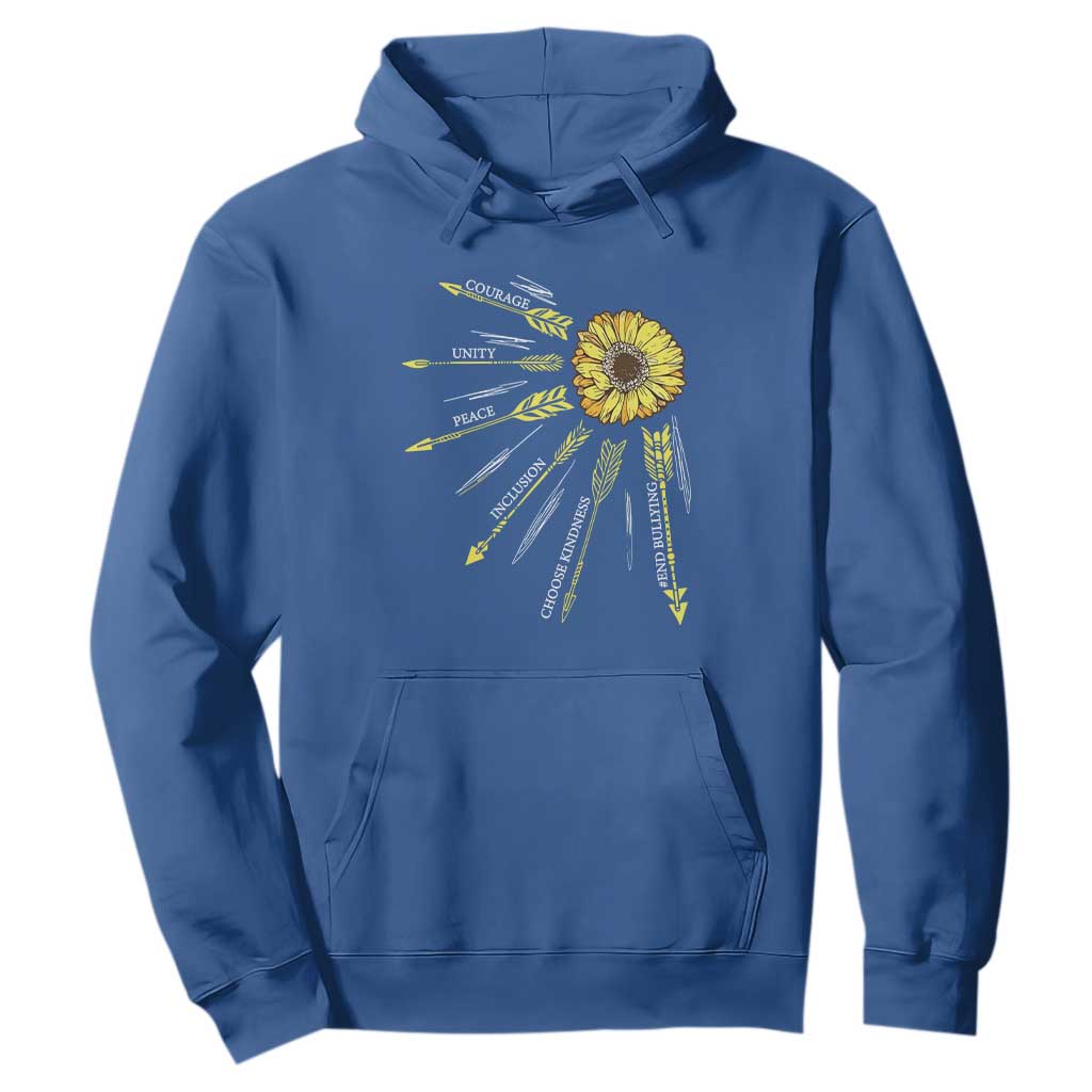Bullying Prevention Hoodie Courage Unity Peace Inclusion Choose Kindness Sunflower