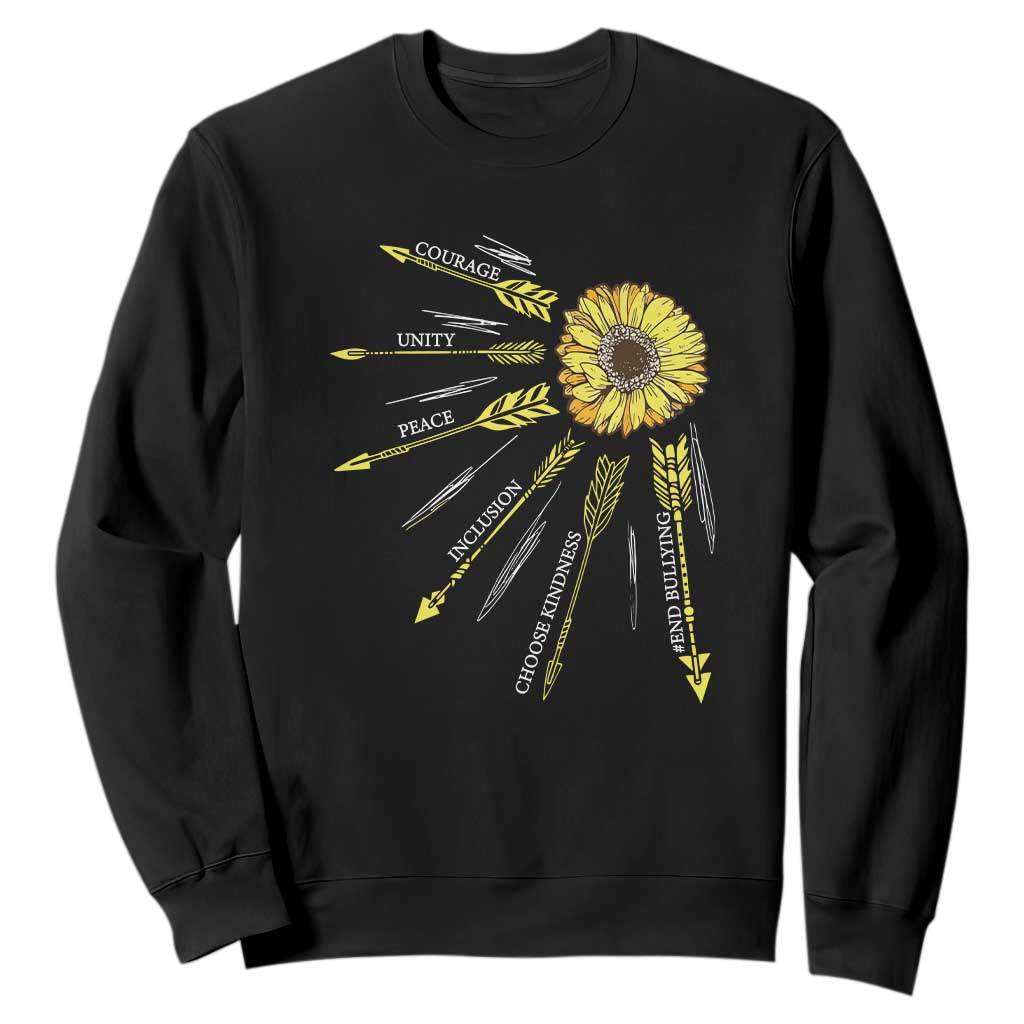 Bullying Prevention Sweatshirt Courage Unity Peace Inclusion Choose Kindness Sunflower