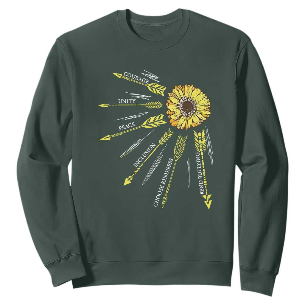 Bullying Prevention Sweatshirt Courage Unity Peace Inclusion Choose Kindness Sunflower