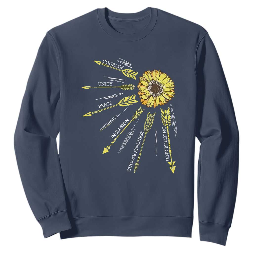 Bullying Prevention Sweatshirt Courage Unity Peace Inclusion Choose Kindness Sunflower