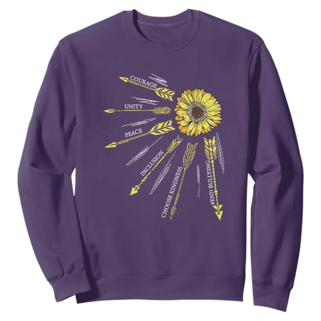 Bullying Prevention Sweatshirt Courage Unity Peace Inclusion Choose Kindness Sunflower