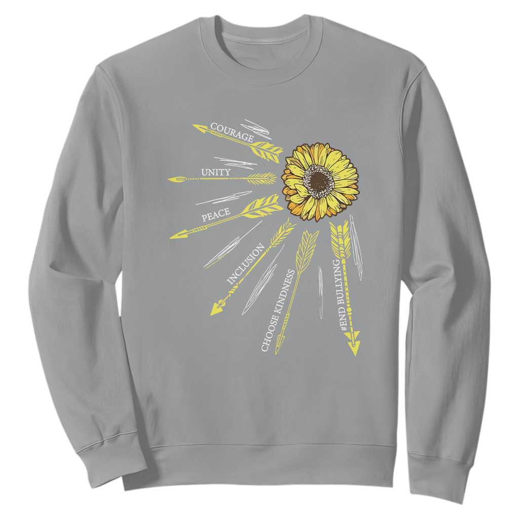 Bullying Prevention Sweatshirt Courage Unity Peace Inclusion Choose Kindness Sunflower