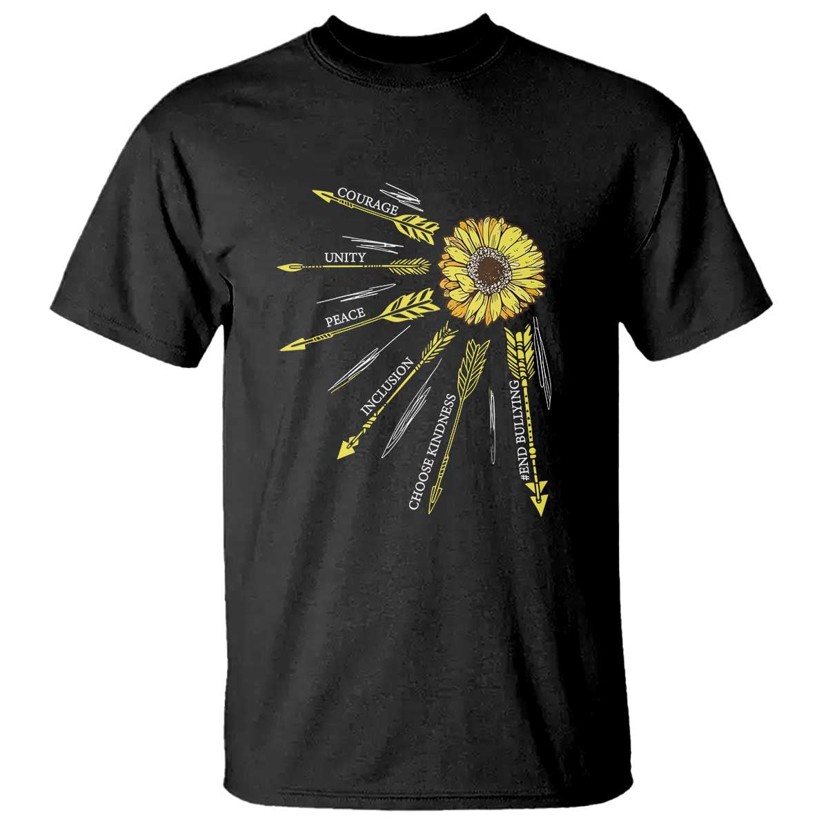 Bullying Prevention T Shirt Courage Unity Peace Inclusion Choose Kindness Sunflower