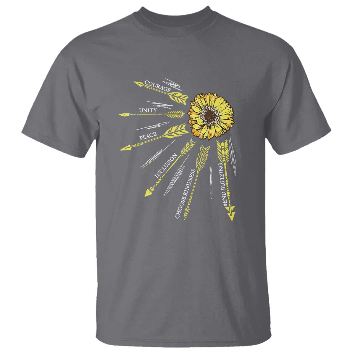 Bullying Prevention T Shirt Courage Unity Peace Inclusion Choose Kindness Sunflower