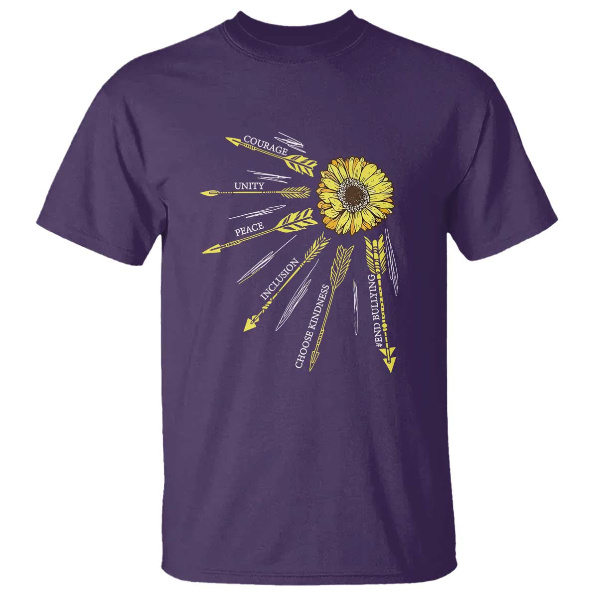 Bullying Prevention T Shirt Courage Unity Peace Inclusion Choose Kindness Sunflower