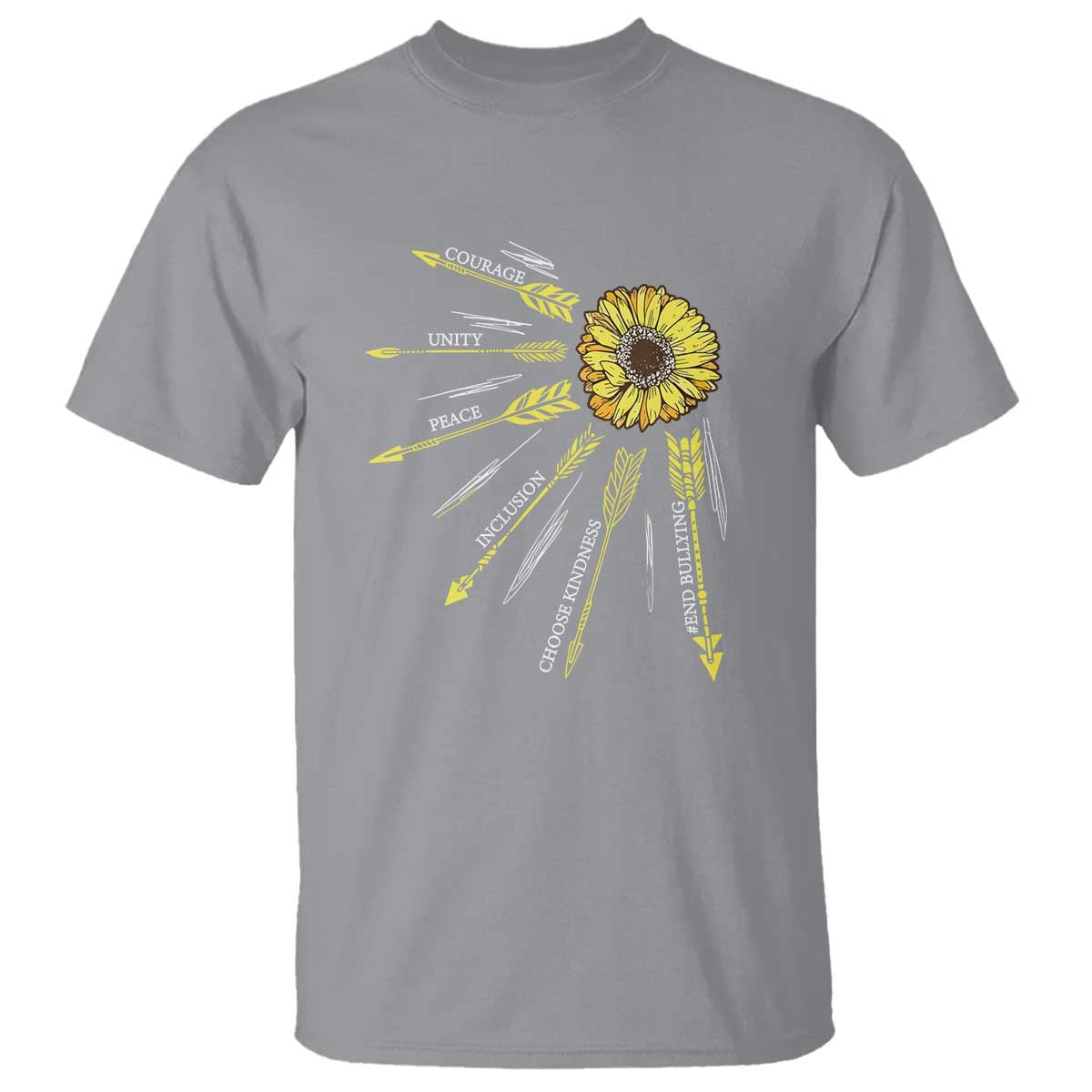 Bullying Prevention T Shirt Courage Unity Peace Inclusion Choose Kindness Sunflower