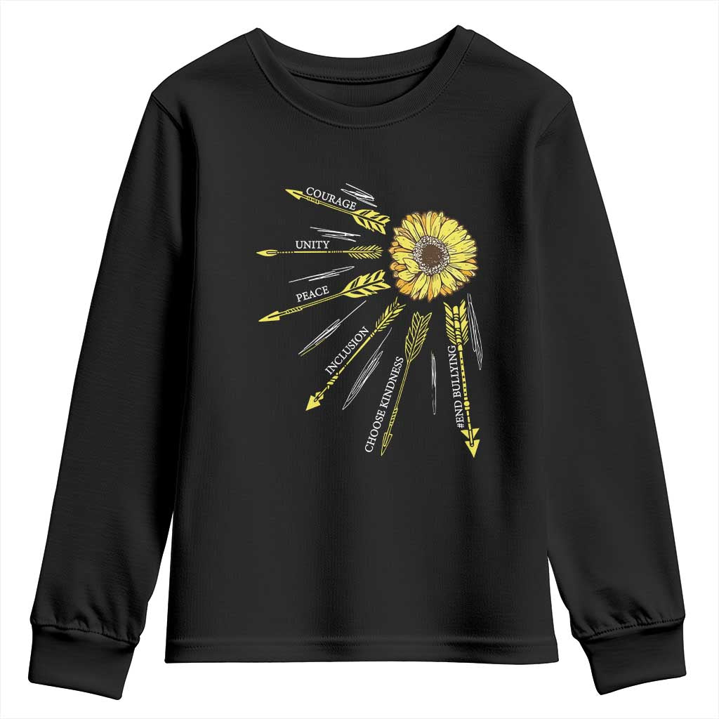 Bullying Prevention Youth Sweatshirt Courage Unity Peace Inclusion Choose Kindness Sunflower