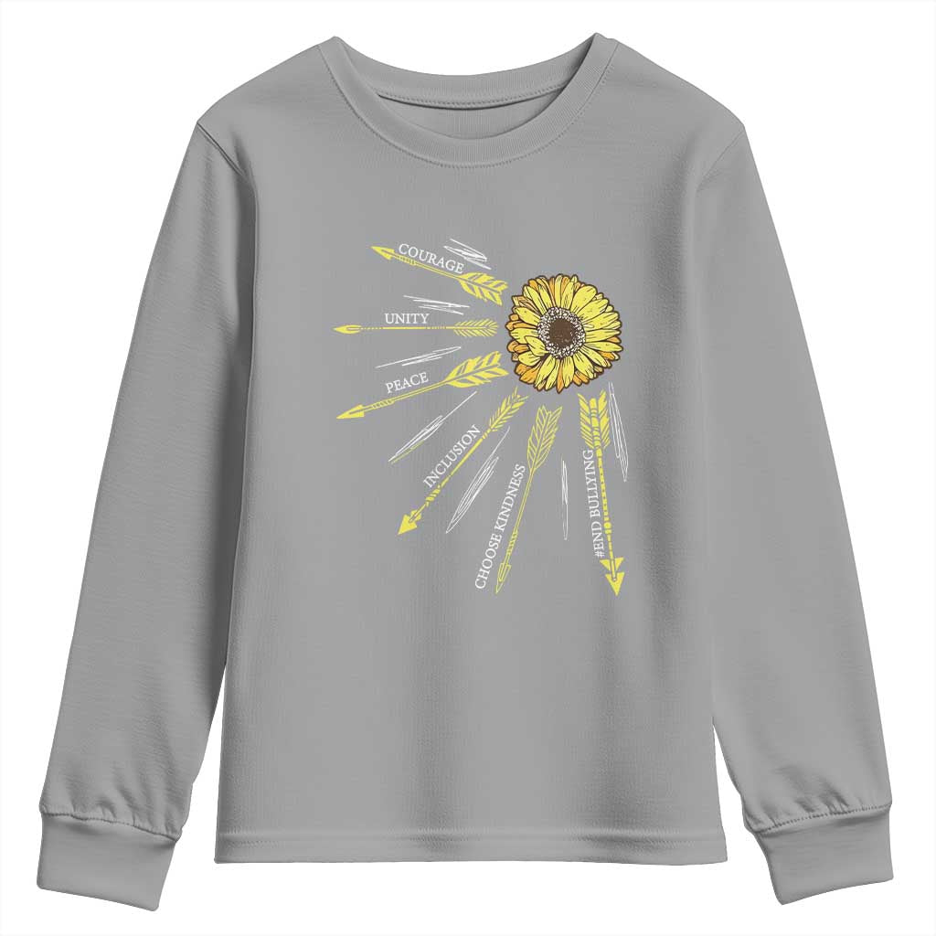 Bullying Prevention Youth Sweatshirt Courage Unity Peace Inclusion Choose Kindness Sunflower