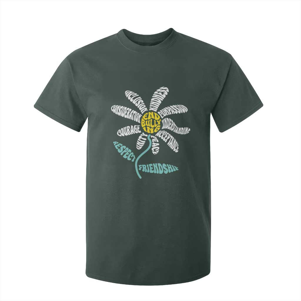 Bullying Prevention T Shirt For Kid End Bullying Courage Kindness Peace Inclusion Daisy Flower