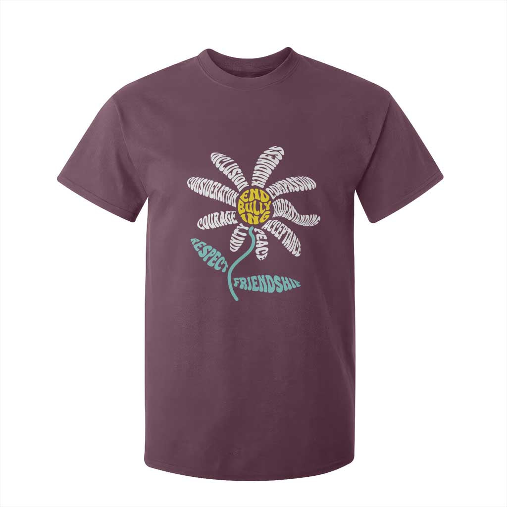 Bullying Prevention T Shirt For Kid End Bullying Courage Kindness Peace Inclusion Daisy Flower