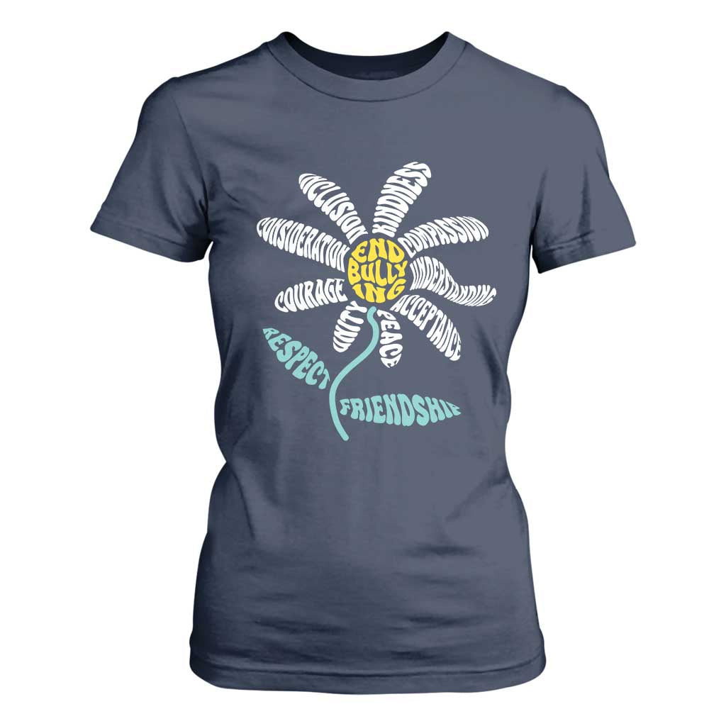 Bullying Prevention T Shirt For Women End Bullying Courage Kindness Peace Inclusion Daisy Flower