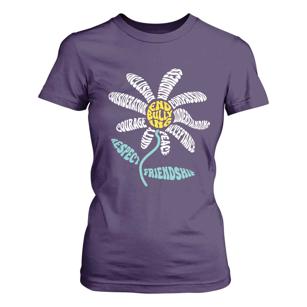 Bullying Prevention T Shirt For Women End Bullying Courage Kindness Peace Inclusion Daisy Flower