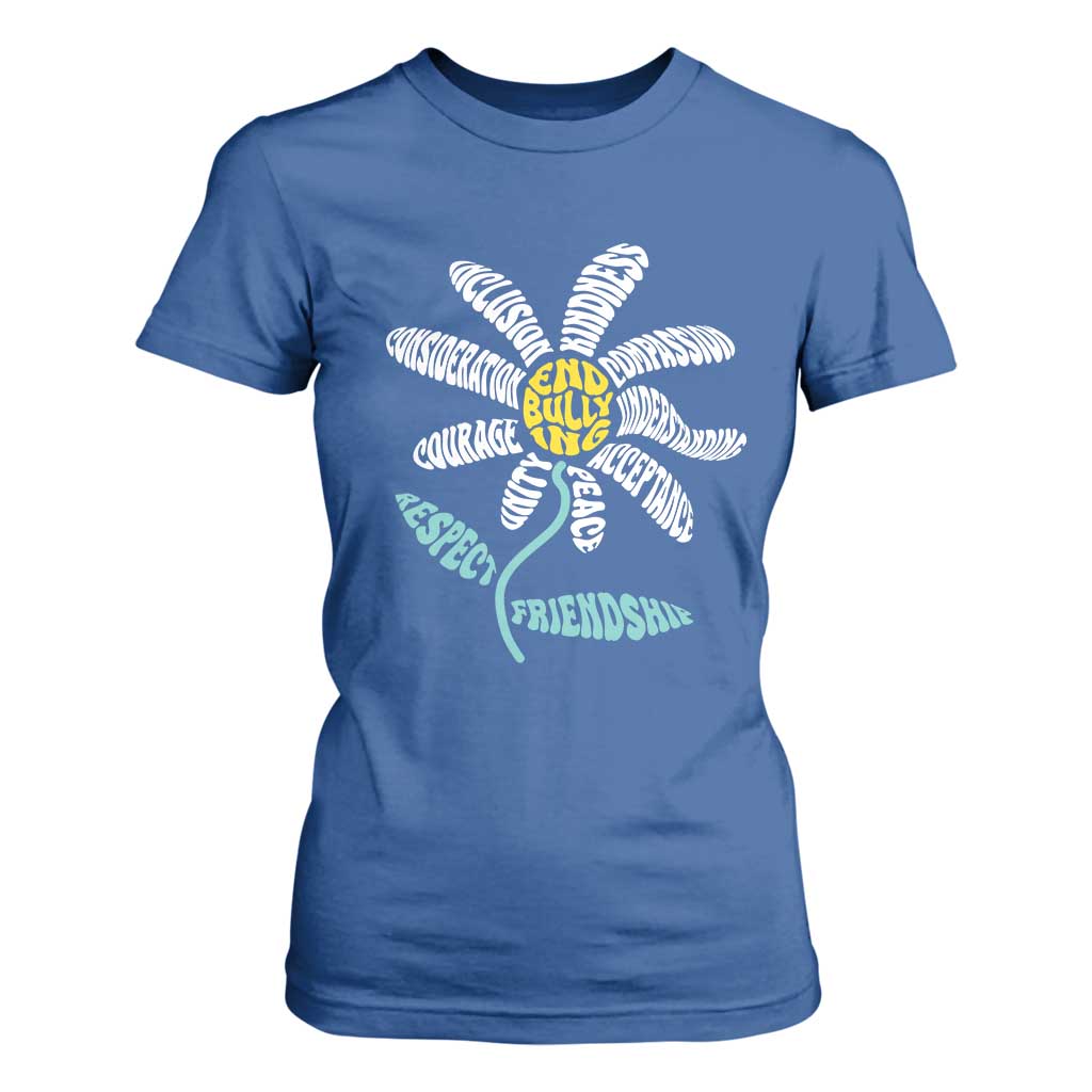 Bullying Prevention T Shirt For Women End Bullying Courage Kindness Peace Inclusion Daisy Flower