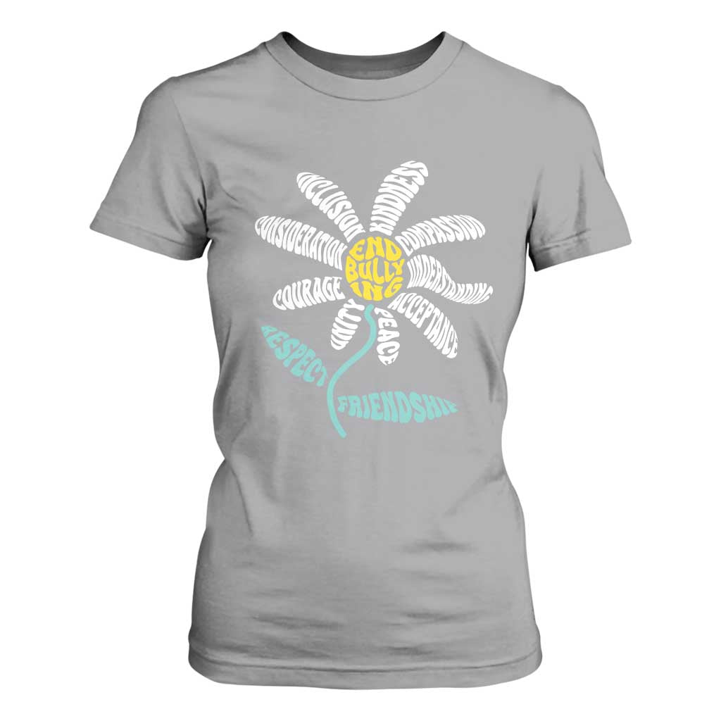 Bullying Prevention T Shirt For Women End Bullying Courage Kindness Peace Inclusion Daisy Flower