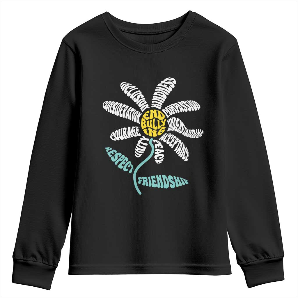 Bullying Prevention Youth Sweatshirt End Bullying Courage Kindness Peace Inclusion Daisy Flower