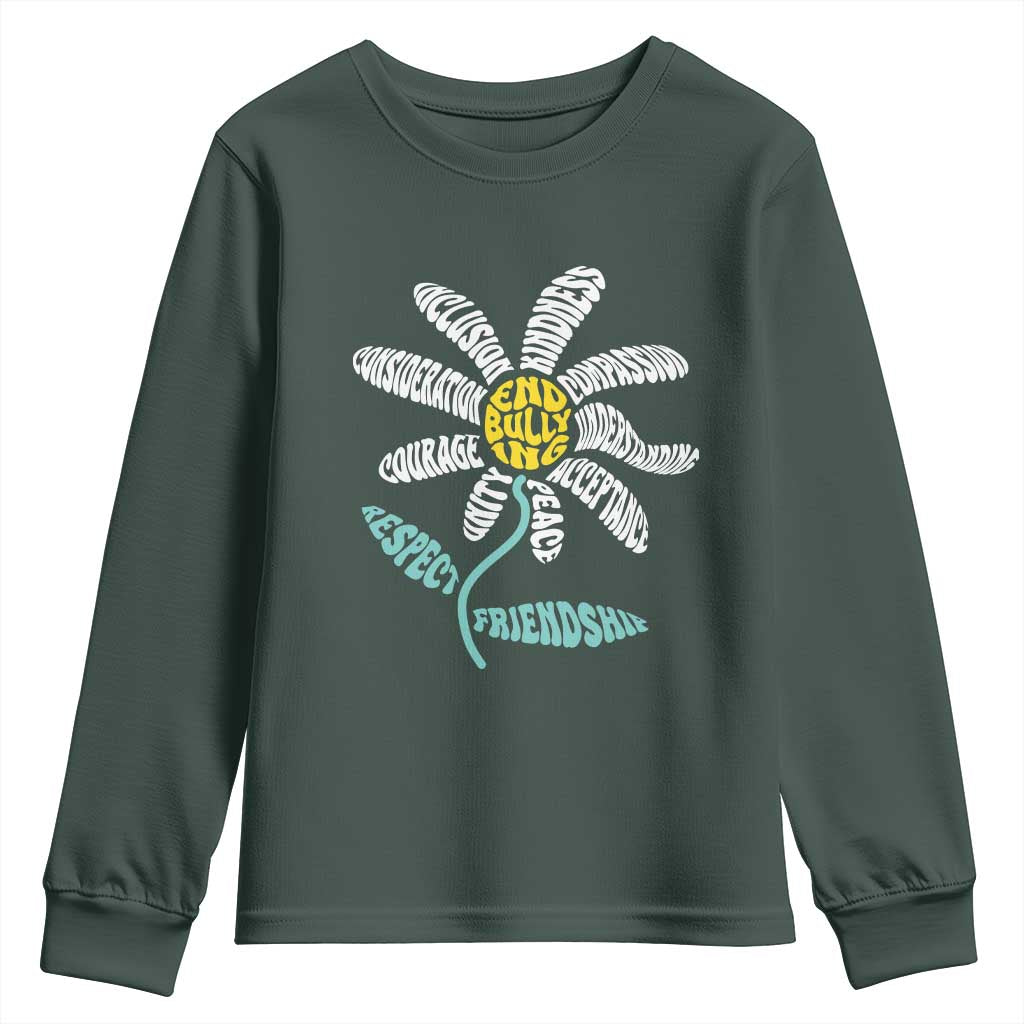 Bullying Prevention Youth Sweatshirt End Bullying Courage Kindness Peace Inclusion Daisy Flower