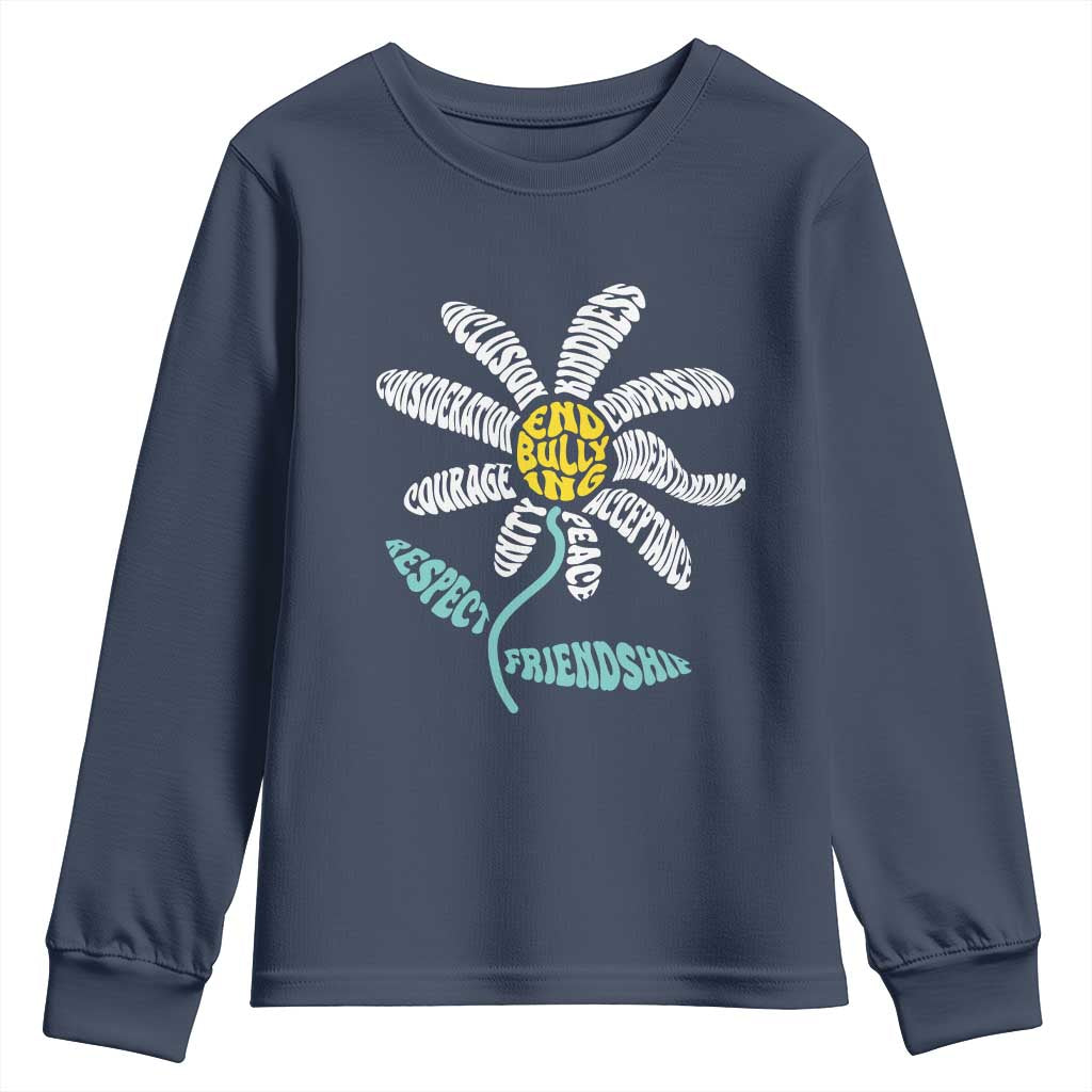 Bullying Prevention Youth Sweatshirt End Bullying Courage Kindness Peace Inclusion Daisy Flower