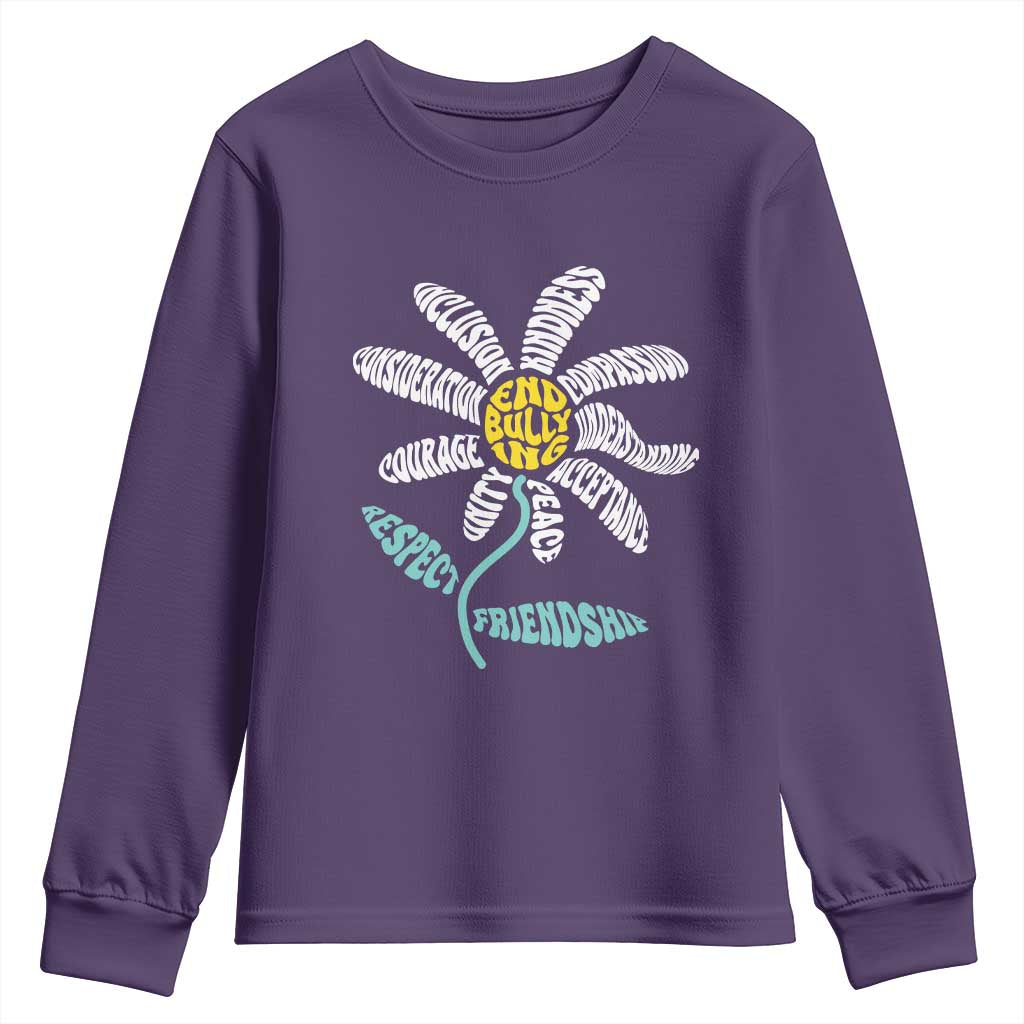 Bullying Prevention Youth Sweatshirt End Bullying Courage Kindness Peace Inclusion Daisy Flower