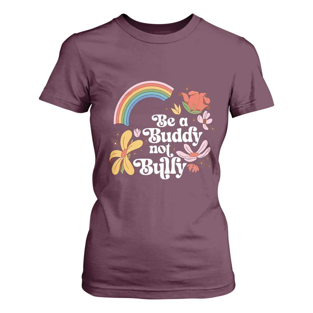 Unity Day T Shirt For Women Be A Buddy Not A Bully Bullying Prevention Flower Star