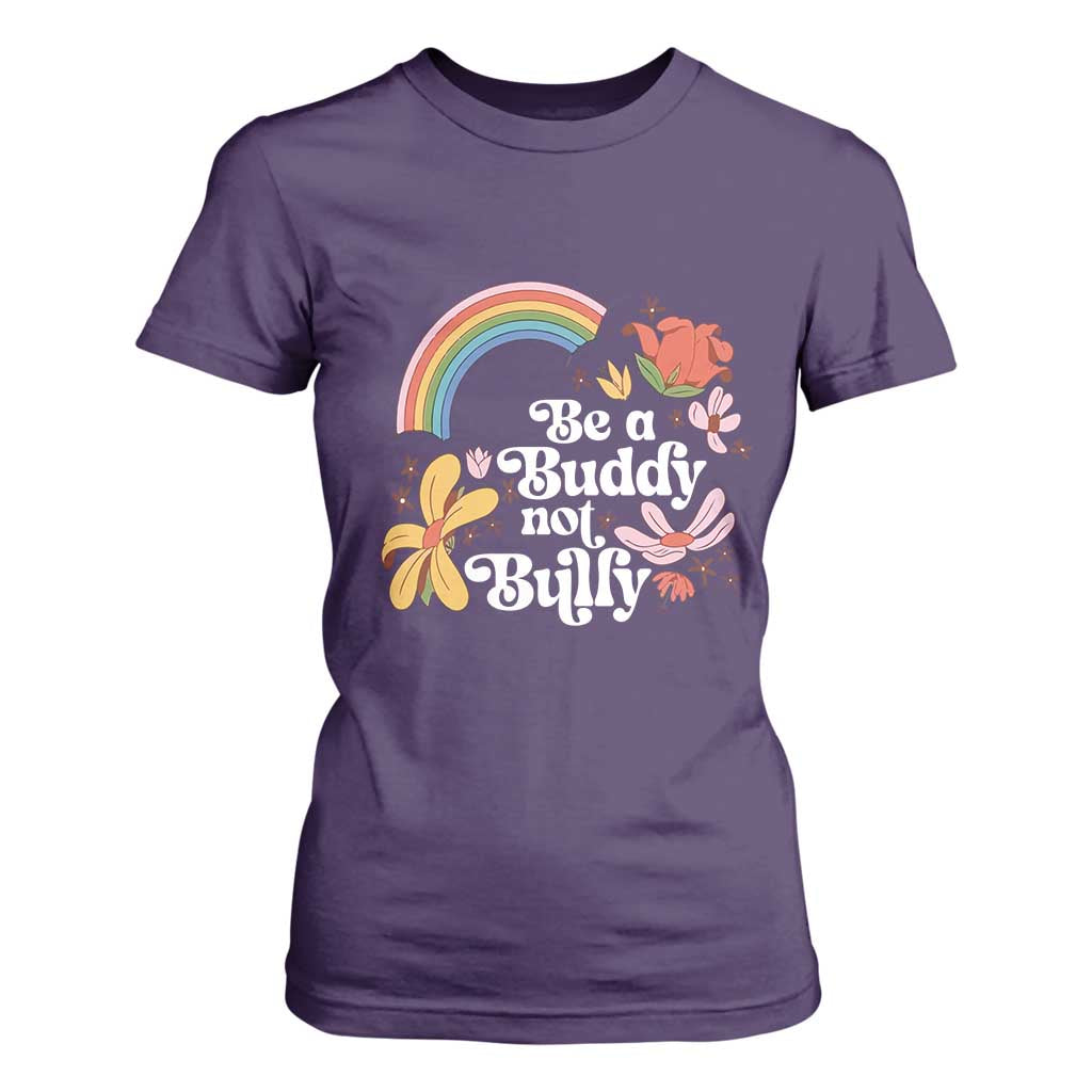 Unity Day T Shirt For Women Be A Buddy Not A Bully Bullying Prevention Flower Star