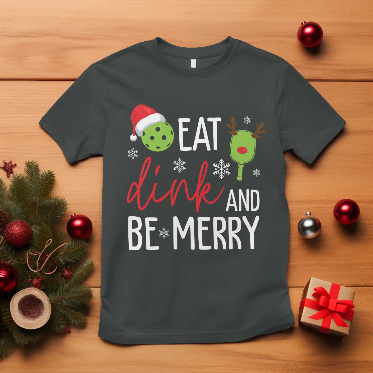 funny-christmas-pickleball-t-shirt-eat-dink-and-be-merry