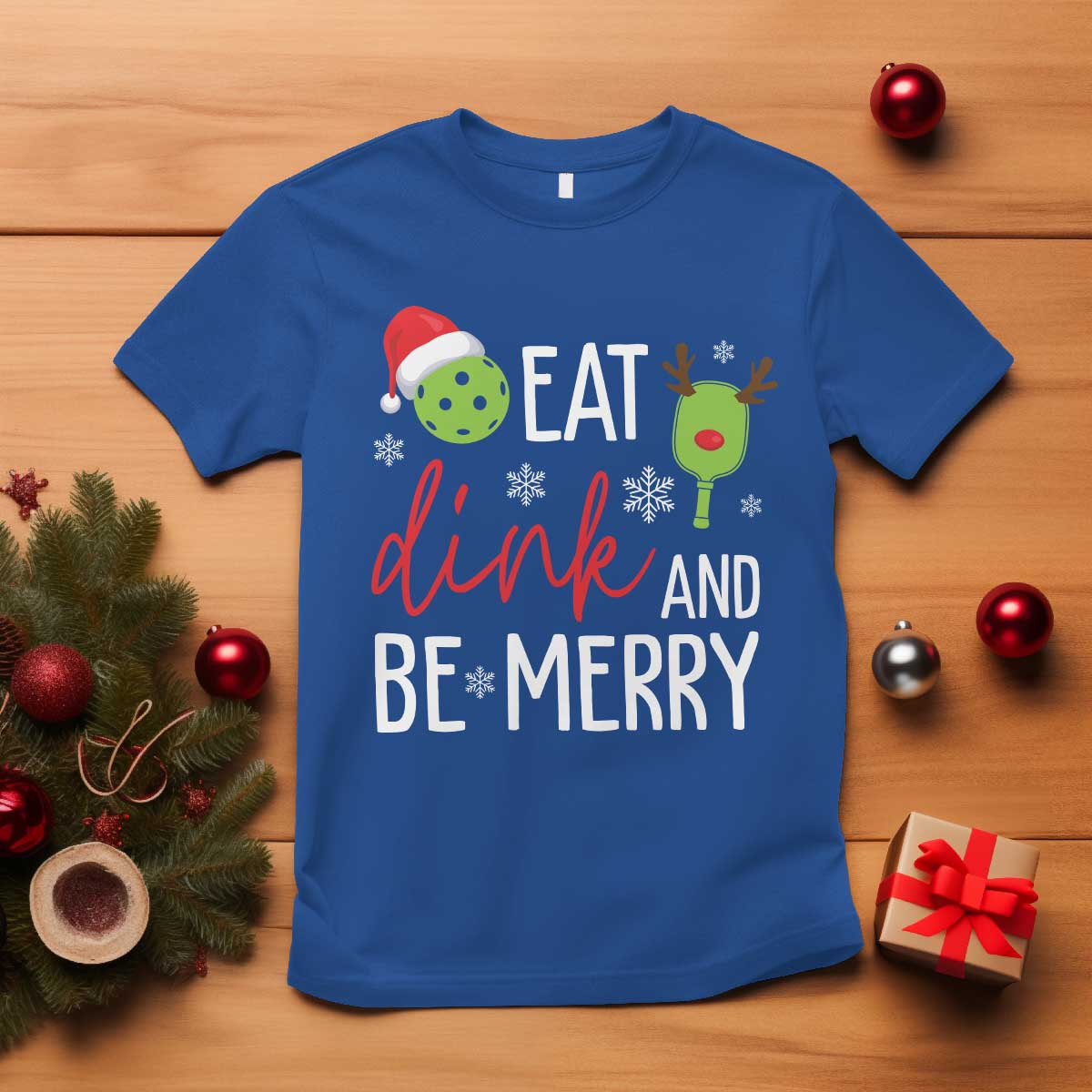 funny-christmas-pickleball-t-shirt-eat-dink-and-be-merry