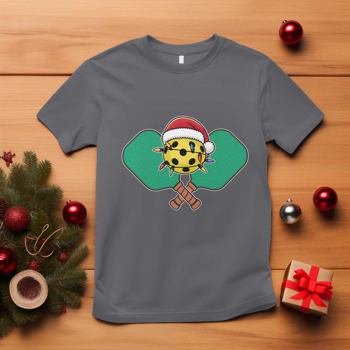 funny-christmas-pickleball-holiday-santa-hat-t-shirt