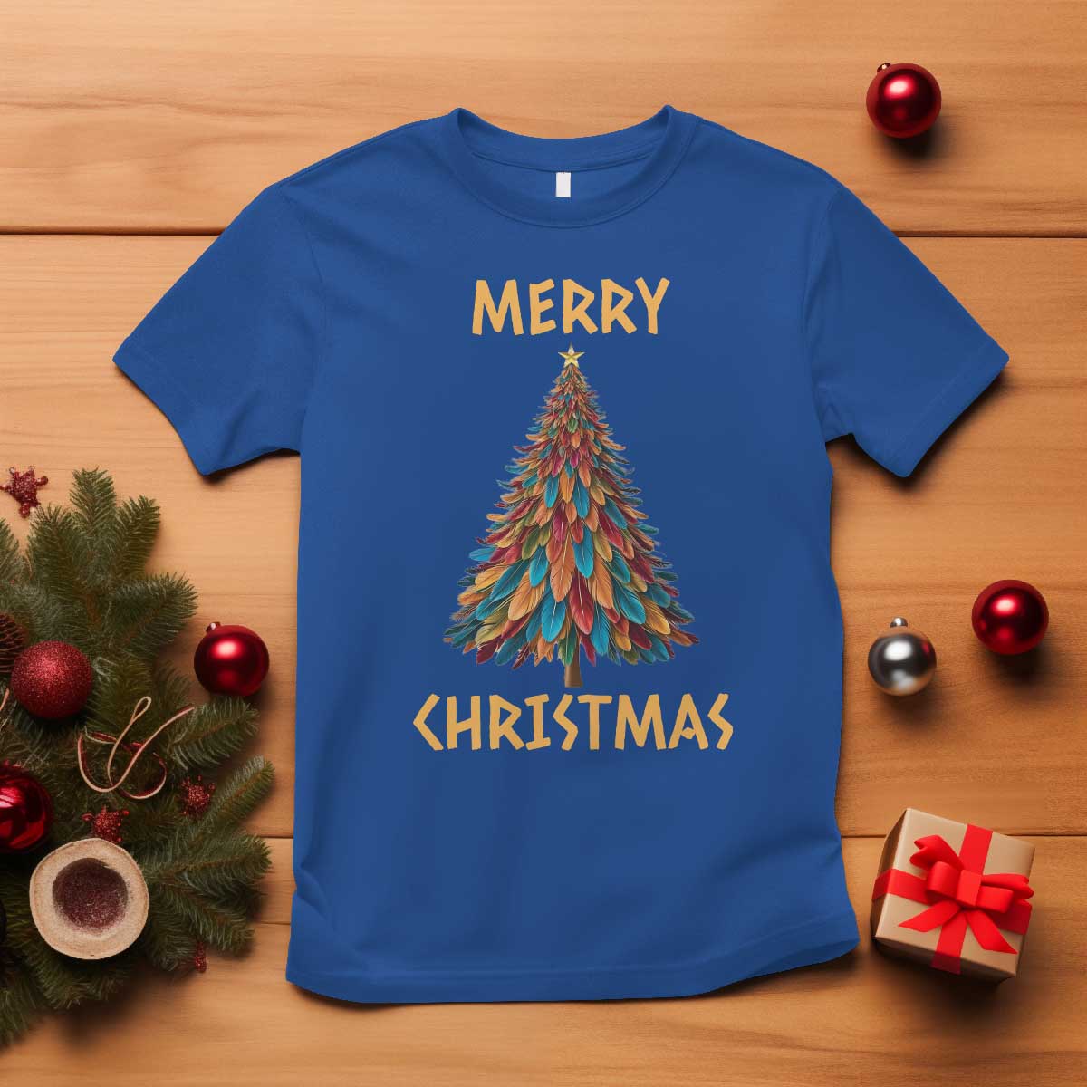 funny-native-american-eagle-feather-christmas-tree-t-shirt