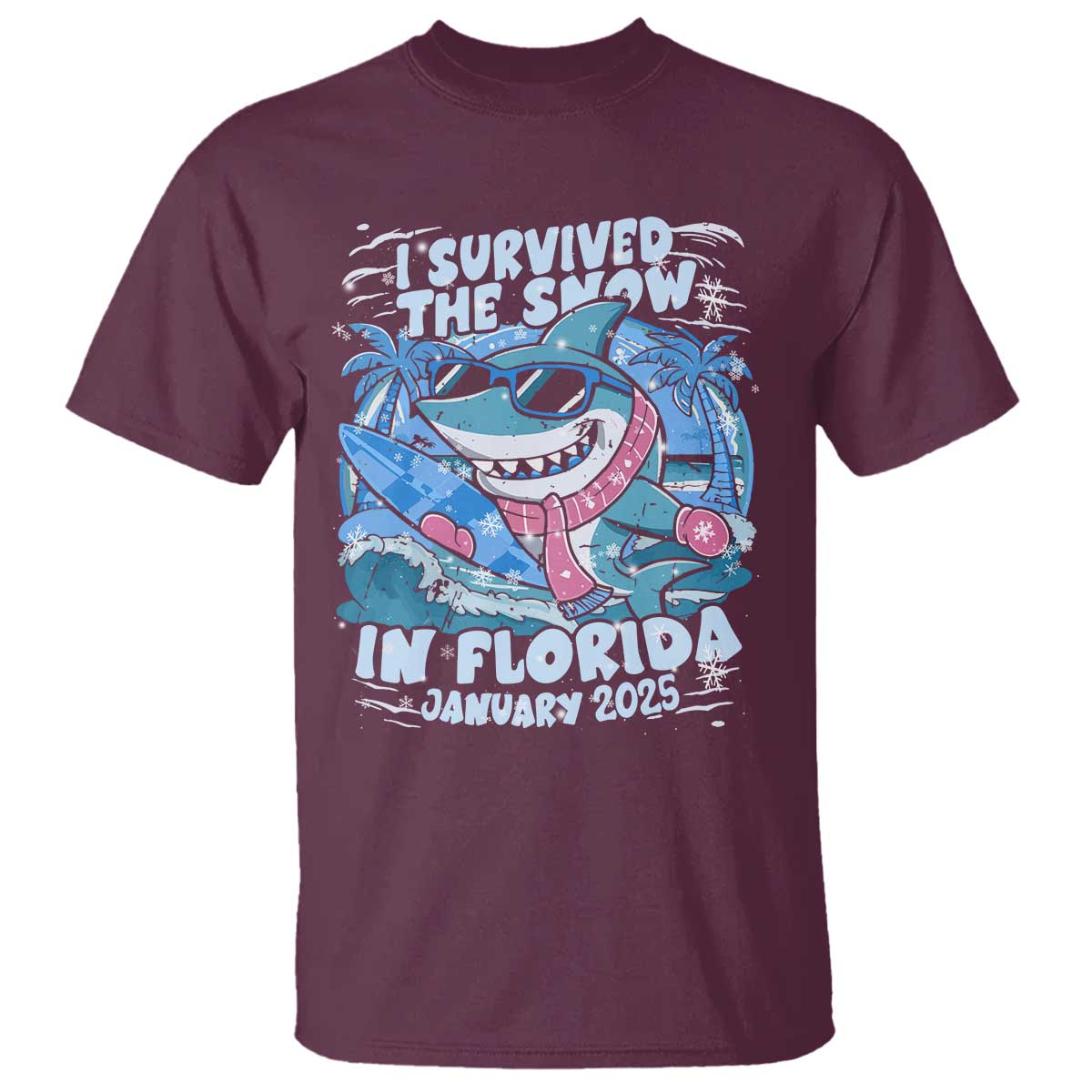 funny-i-survived-the-snow-in-florida-2025-t-shirt-shark