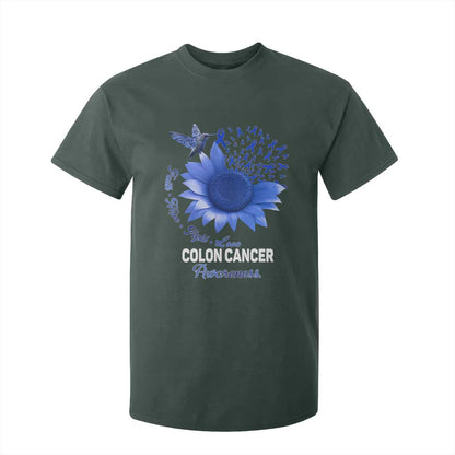Colon Cancer Support T Shirt For Kid Faith Hope Fight Love Blue Sunflower Ribbon